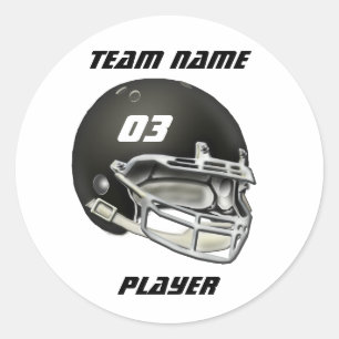 Black Football Helmet Classic Round Sticker