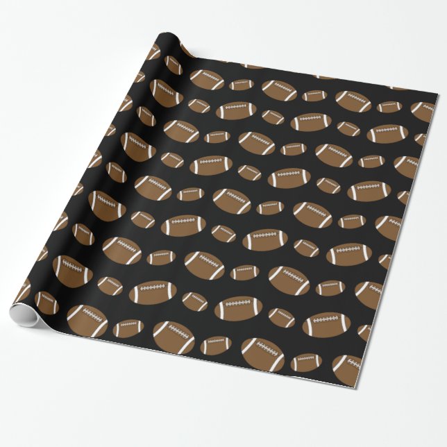 Black footballs pattern wrapping paper (Unrolled)
