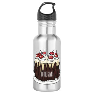 Black Forest cake cartoon illustration 532 Ml Water Bottle
