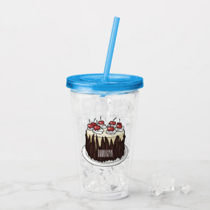 Black Forest cake cartoon illustration   Acrylic Tumbler