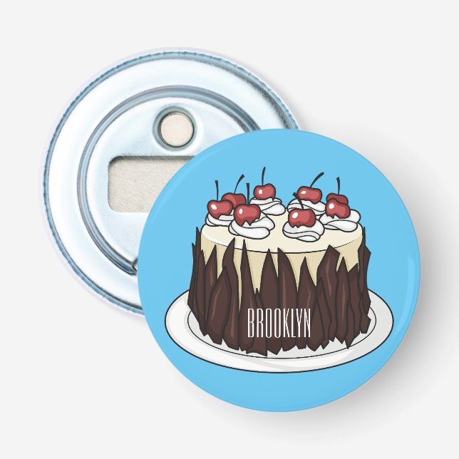 Black Forest cake cartoon illustration Bottle Opener (Front)