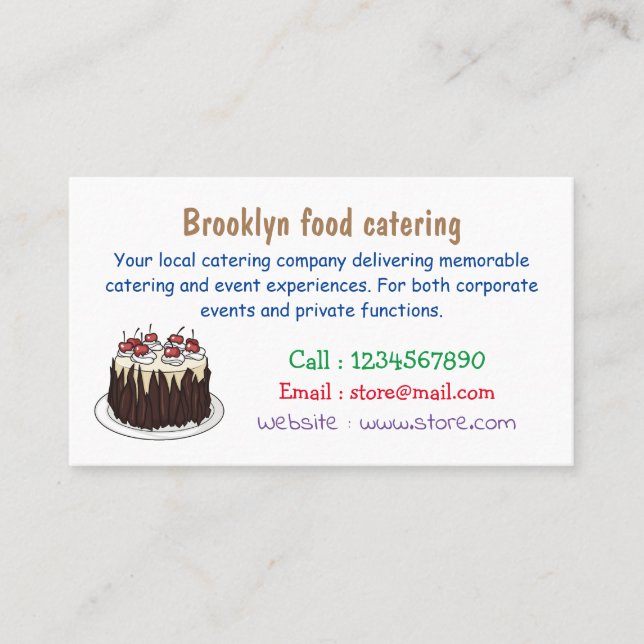 Black Forest cake cartoon illustration Business Card (Front)