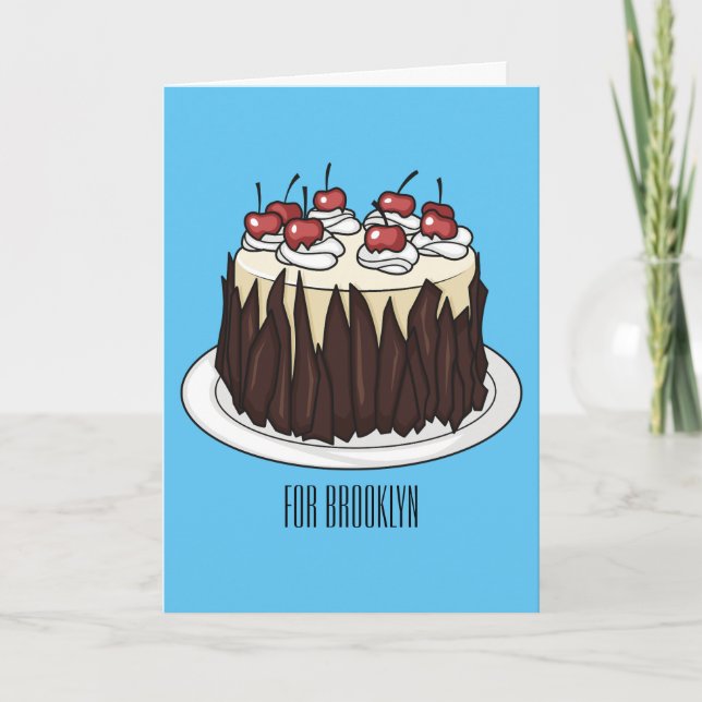 Black Forest cake cartoon illustration  Card (Front)