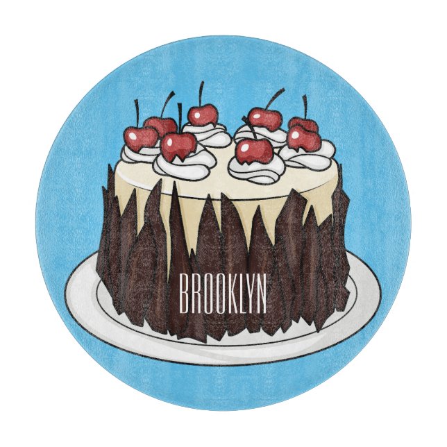 Black Forest cake cartoon illustration  Cutting Board (Front)