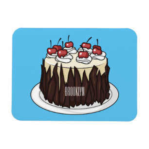 Black Forest cake cartoon illustration Magnet