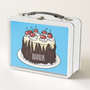 Black Forest cake cartoon illustration Metal Lunch Box