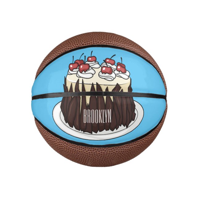 Black Forest cake cartoon illustration Mini Basketball (Front)