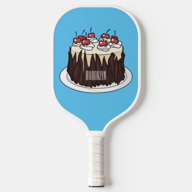 Black Forest cake cartoon illustration Pickleball Paddle (Front)