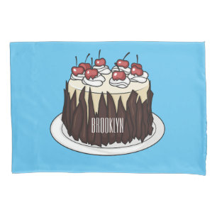 Black Forest cake cartoon illustration Pillowcase