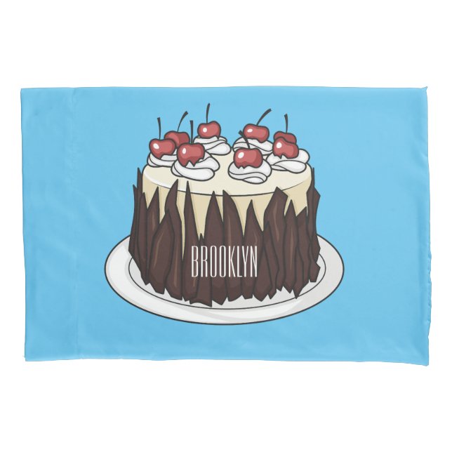 Black Forest cake cartoon illustration  Pillowcase (Front)