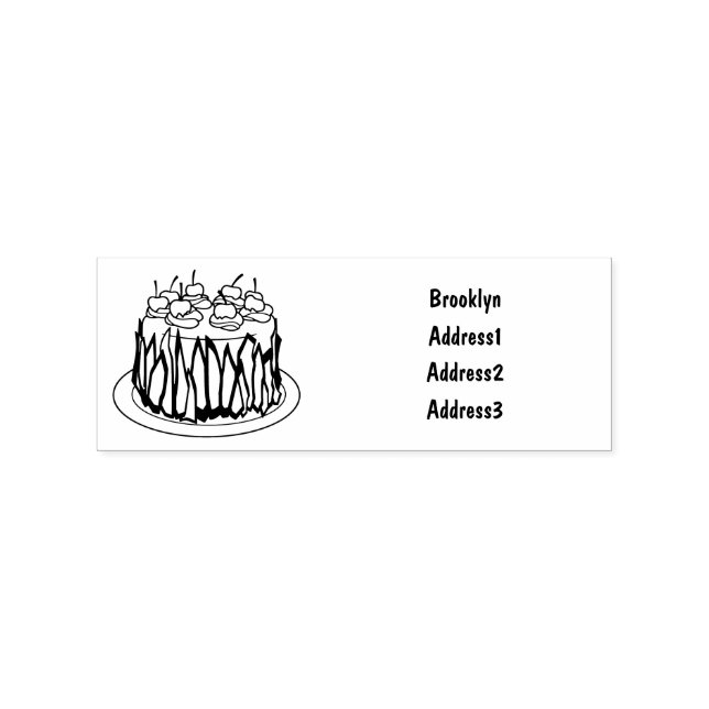 Black Forest cake cartoon illustration Rubber Stamp (Imprint)