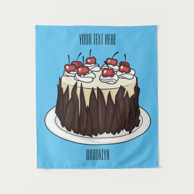 Black Forest cake cartoon illustration  Tapestry (Front)