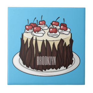 Black Forest cake cartoon illustration  Tile