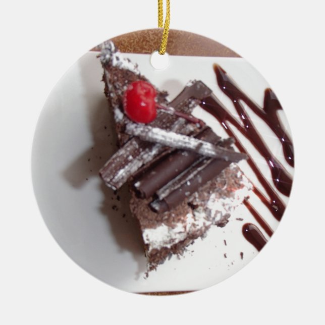 Black forest cake ceramic tree decoration (Front)