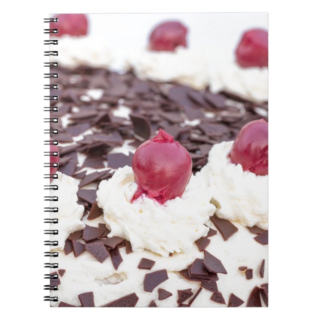 Black Forest cake in detail with white background Spiral Notebook (Front)