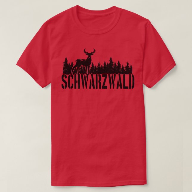 Black Forest Deer Forest T-Shirt (Design Front)