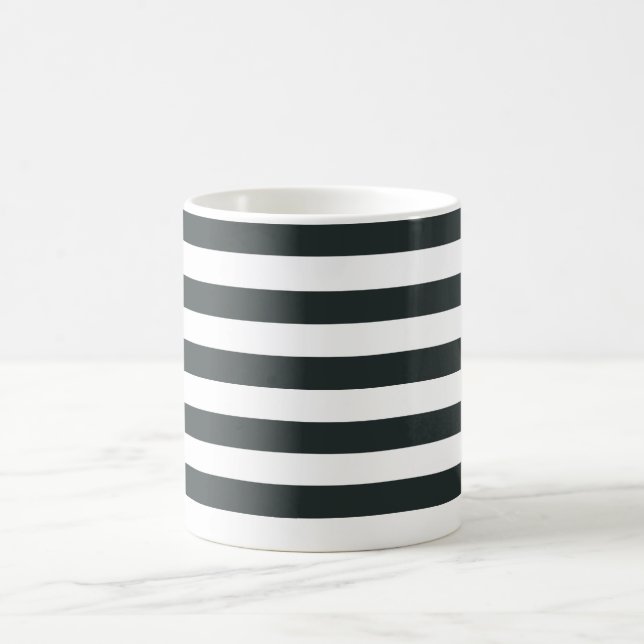 Black Forest Green and White Stripes Coffee Mug (Center)