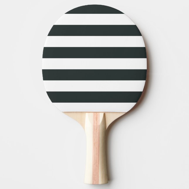 Black Forest Green and White Stripes Ping Pong Paddle (Front)