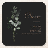Black Formal Minimal Eucalyptus Cheers Wedding