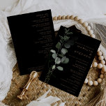 Black Formal Minimal Eucalyptus Wedding Program<br><div class="desc">This black formal minimal eucalyptus wedding is perfect to compliment a rustic wedding. The design features watercolor green eucalyptus foliage in a black background.</div>