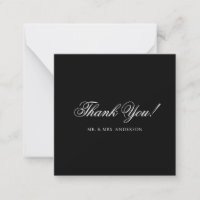 Black Formal Minimalist Script Wedding Thank You