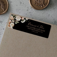 Black Formal Royal Floral Return Address Label