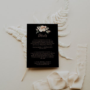Black Formal Royal Floral Wedding Details Enclosure Card