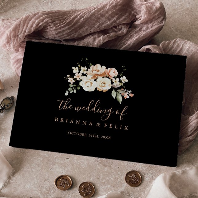 Black Formal Royal Floral Wedding Guest Book (Creator Uploaded)