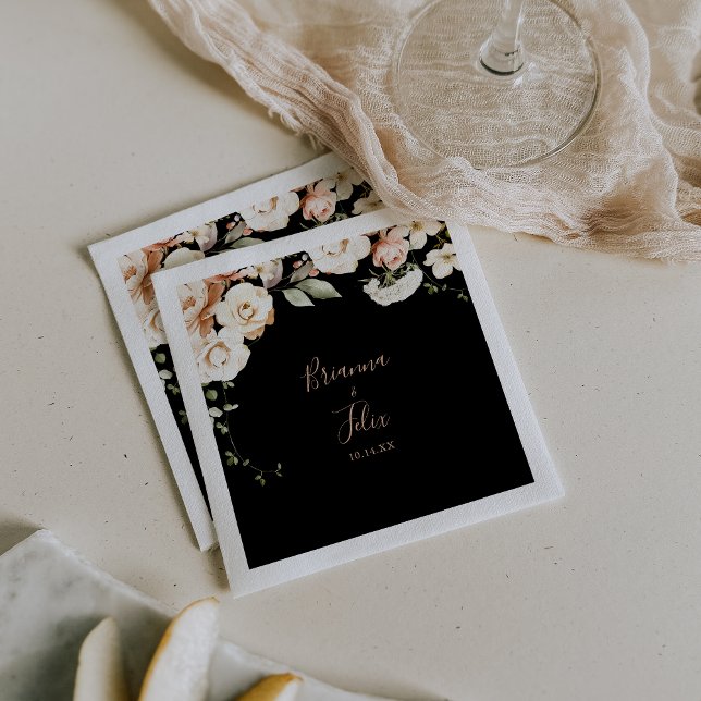 Black Formal Royal Floral Wedding Napkin (Creator Uploaded)