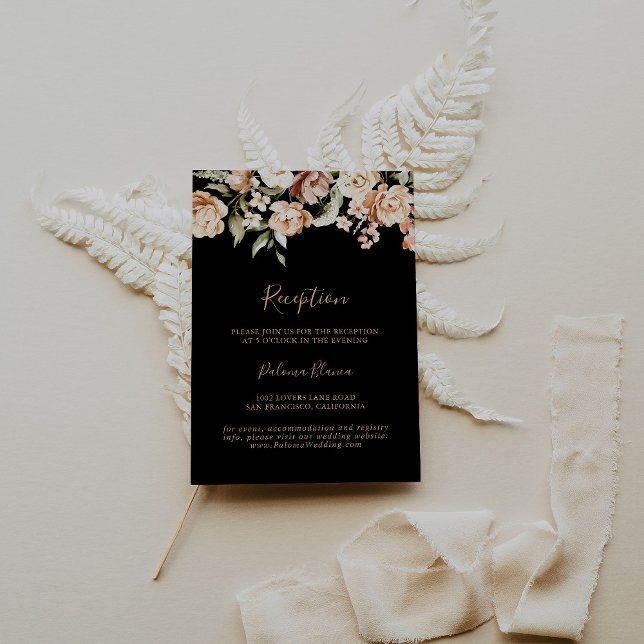 Black Formal Royal Floral Wedding Reception Enclosure Card (Creator Uploaded)