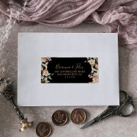 Black Formal Royal Floral Wedding RSVP Address