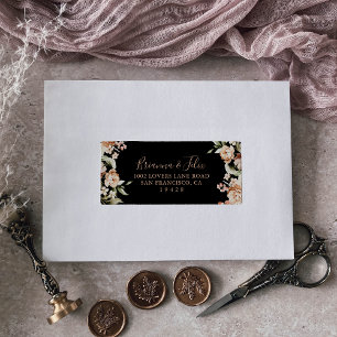 Black Formal Royal Floral Wedding RSVP Address  Label