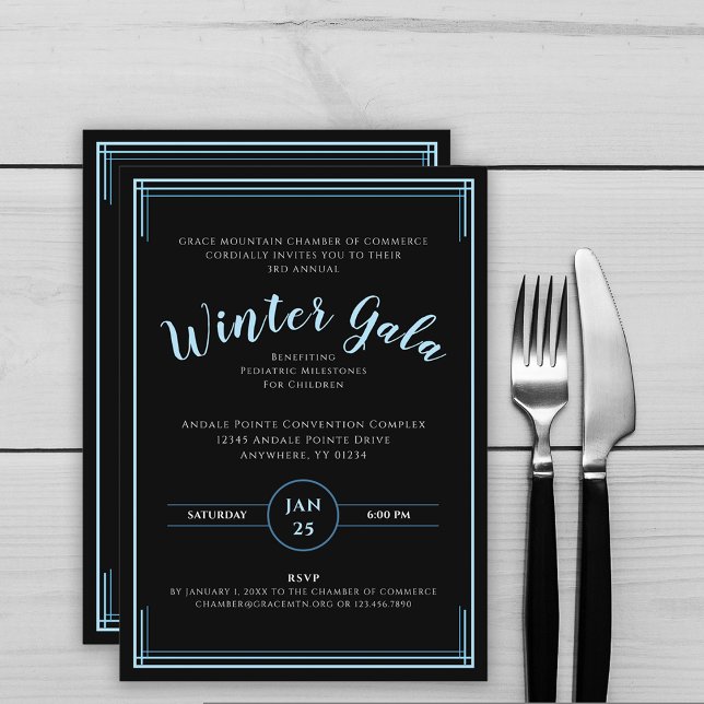 Black Formal Simple Corporate Winter Gala Invitation (Black Formal Simple Corporate Winter Gala Invitation)