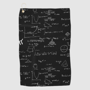 Black Formulas Equations Math Golf Towel