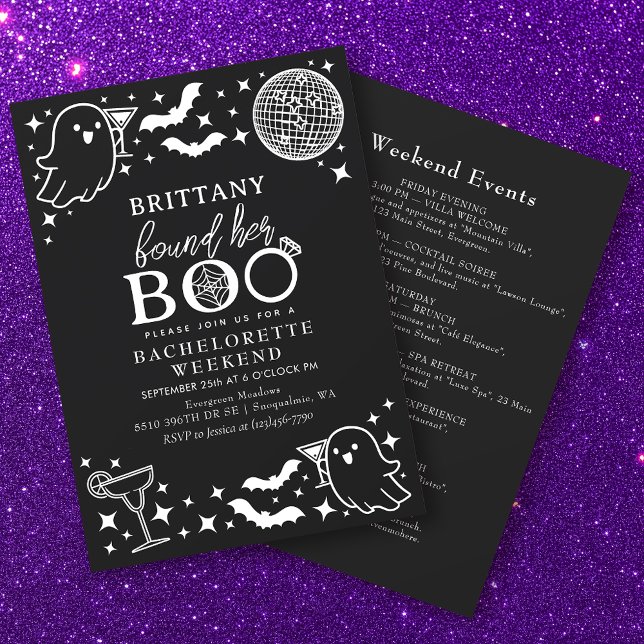 Black Found her Boo Halloween Bachelorette Weekend Invitation (Creator Uploaded)