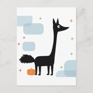 Black Fox Halloween Postcard