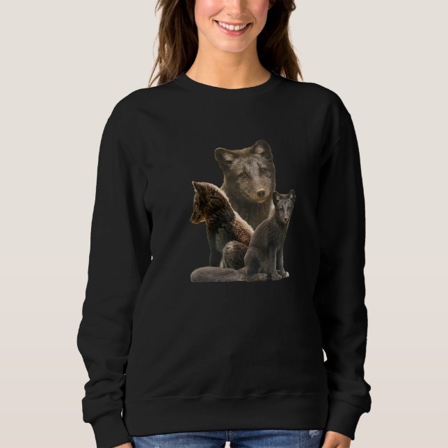 Black Fox Natural Forest Animals Sweatshirt (Front)