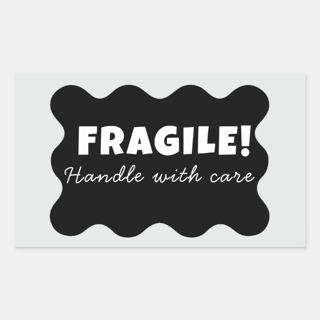 Black Fragile handle with care Business  Rectangular Sticker (Front)