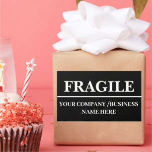  Black Fragile Shipping Label Rectangle Sticker