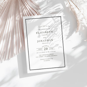 black frame elegant modern wedding  invitation