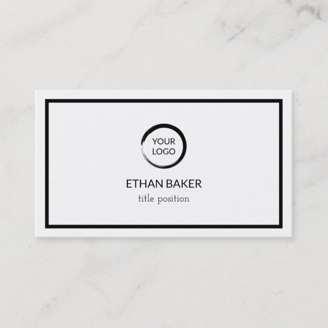 Black Frame & Logos Business Card (Front)