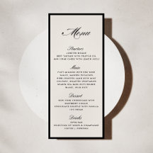 Black Frame Modern Ivory Wedding Menu card