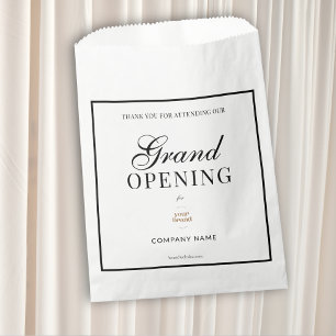 Black Frame Script Business Logo Grand Opening Favour Bags