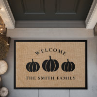 Black Frame White Pumpkins Family Name Welcome