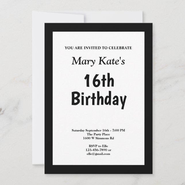 Black Framed Birthday Party Invitation (Front)