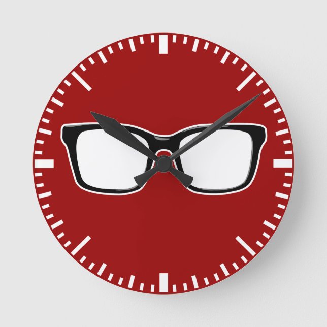 Black framed glasses wall clock (Front)