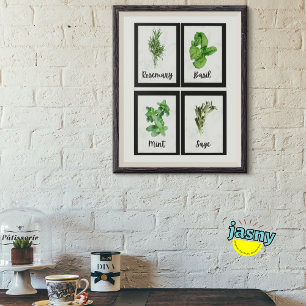 Black Framed Herbs Poster