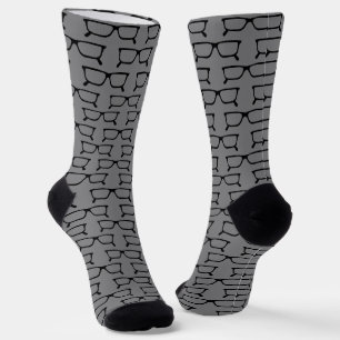 Black Framed Spectacles on Grey Optician's Socks