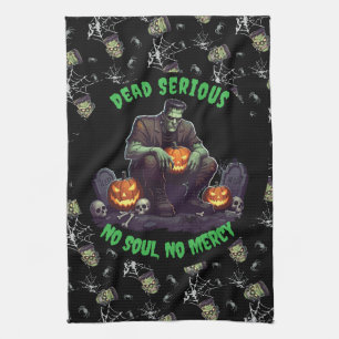 🖤 Black Frankenstein Doormat 💀🚪 Tea Towel