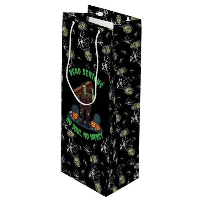 🖤 Black Frankenstein Halloween Gift Bag 💀🎃 (Front Angled)